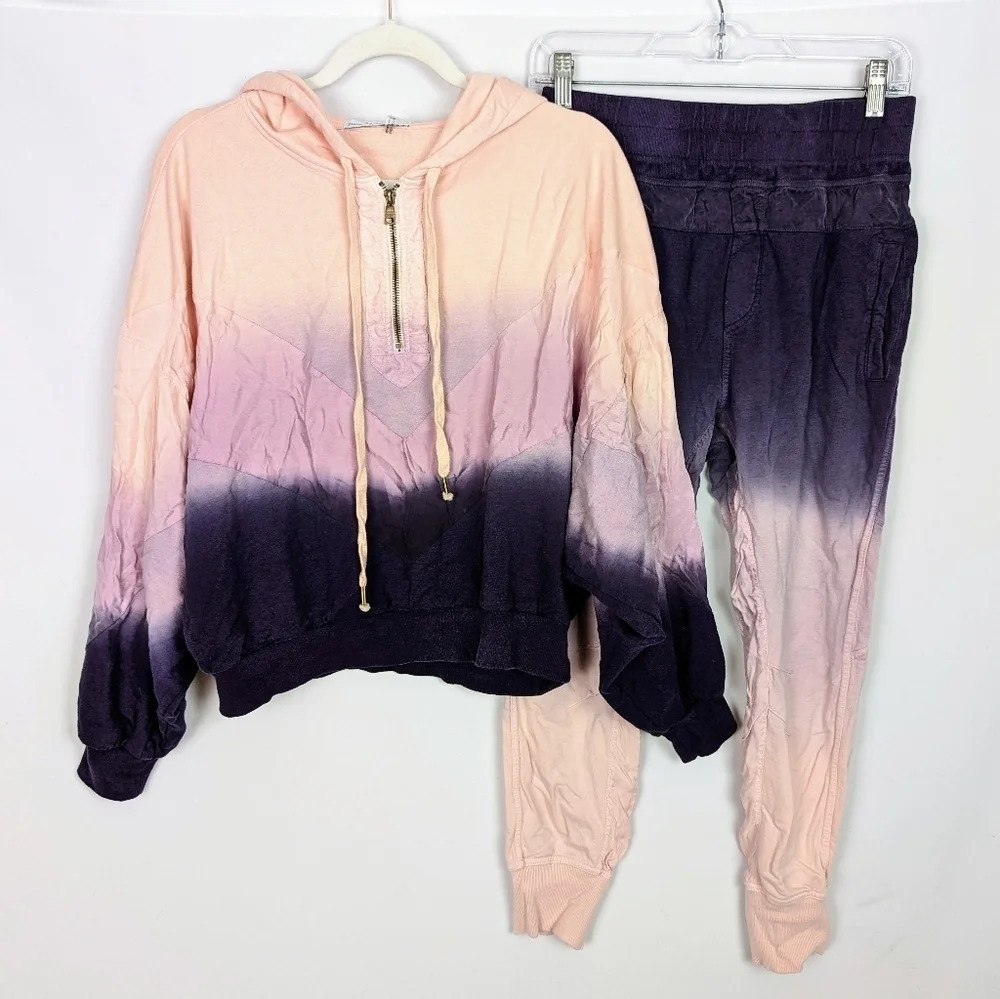 Young Fabulous & Broke XS Dip Dye Ombre Sweatshirt Harem Jogger Pants Suit Set